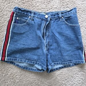 Denim Women's Shorts with Red Stripe